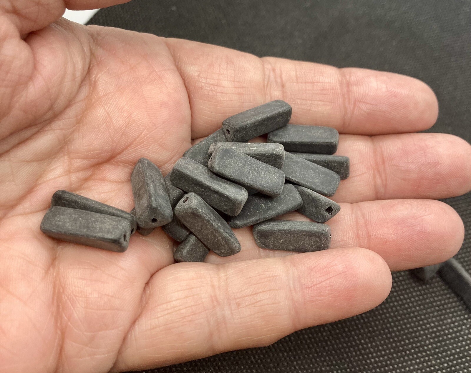 Vintage Czech Black Powder Style 18 mm Glass Beads Lot of 30