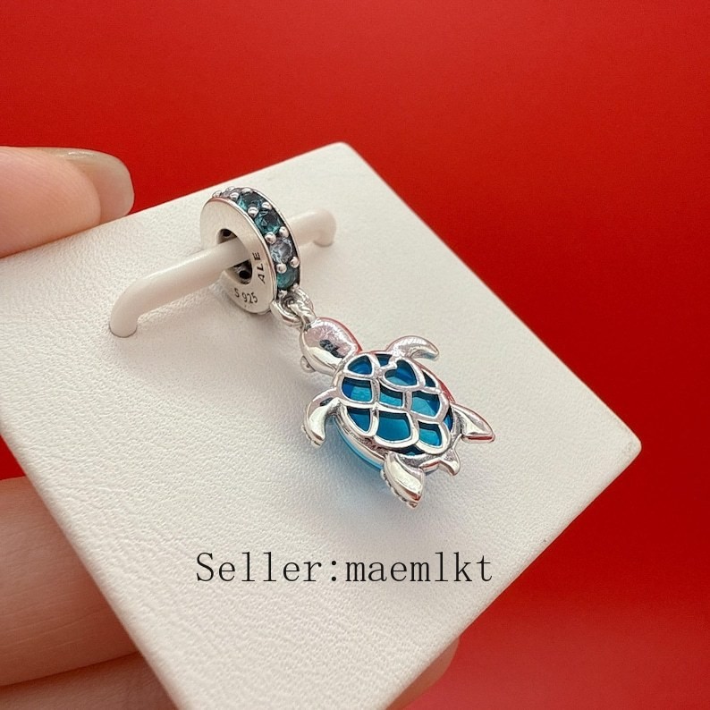 925 sterling silver Blue Murano Glass Sea Turtle Charm For Bracelet,Murano Charm