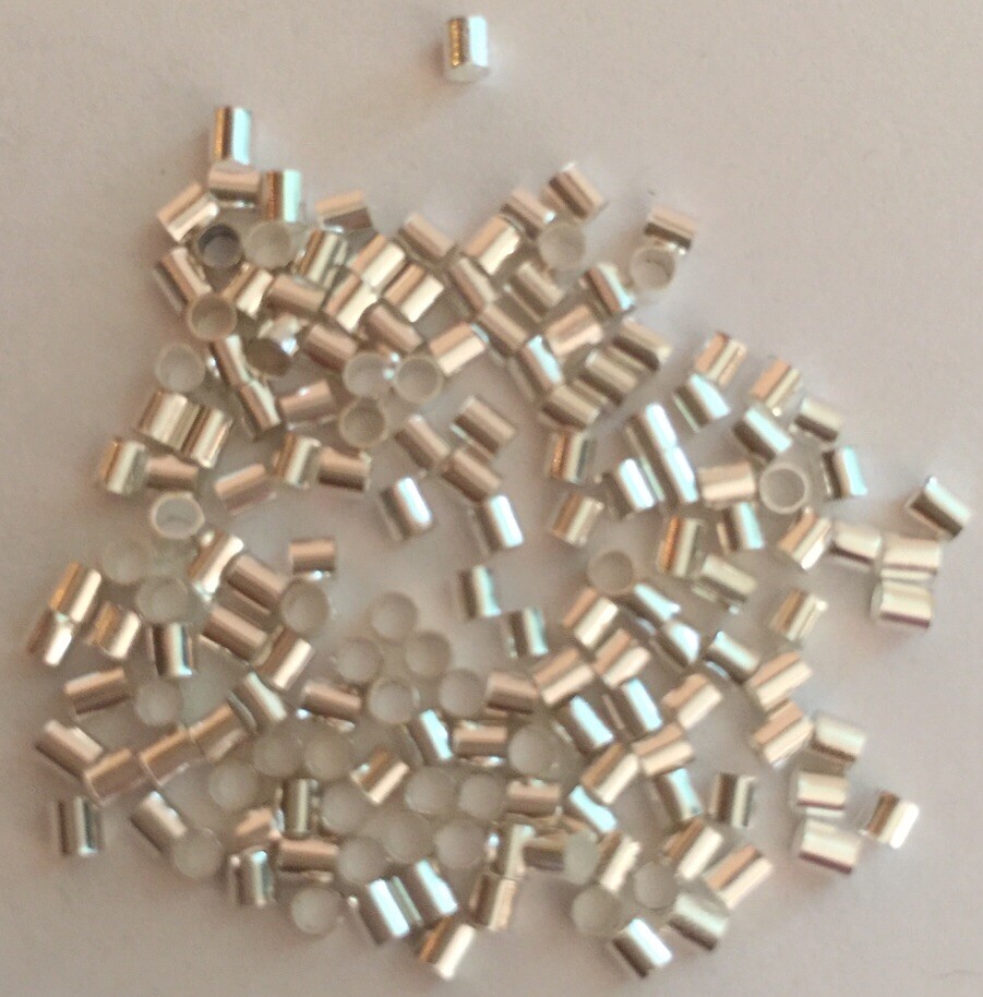 100 Silver Plated 2.5mm Crimp Tubes Crimping Beads with 1.3mm ID