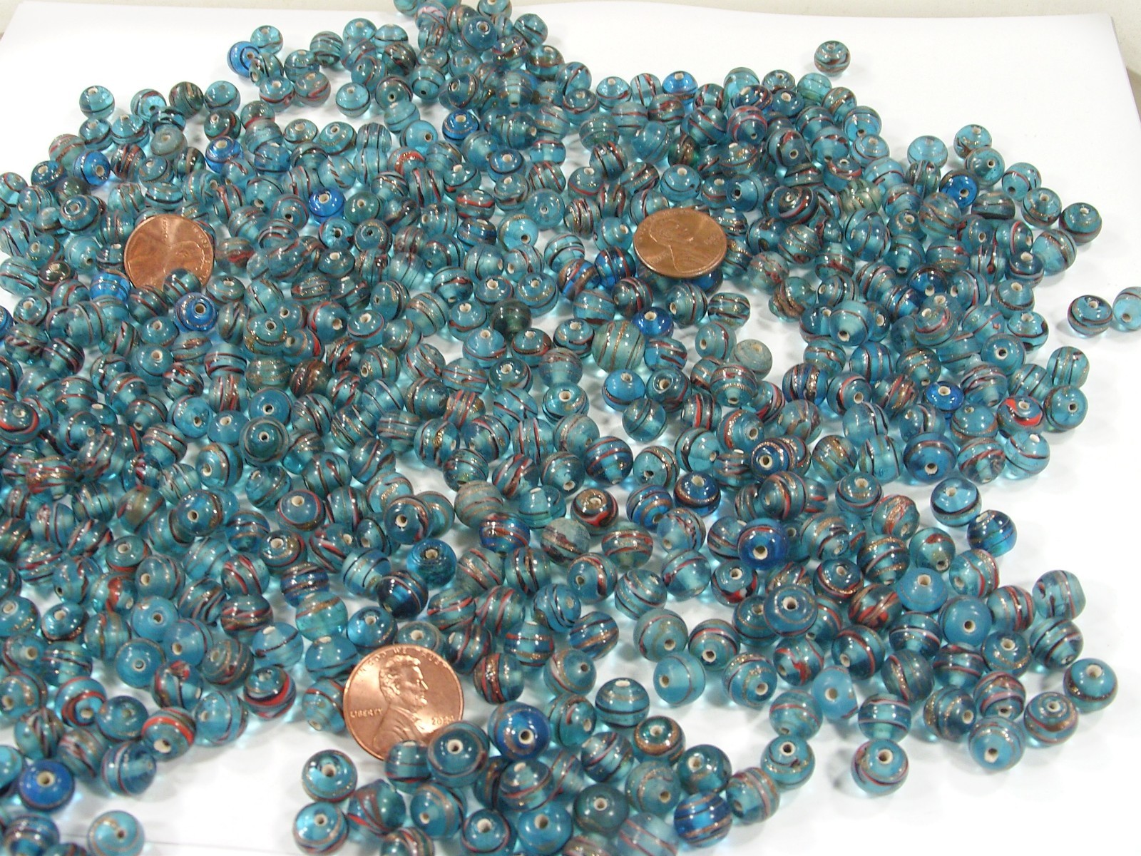 2 Pounds 8mm Round Blue India Handmade Glass Beads Wholesale Bulk (OLC-1) ⭐