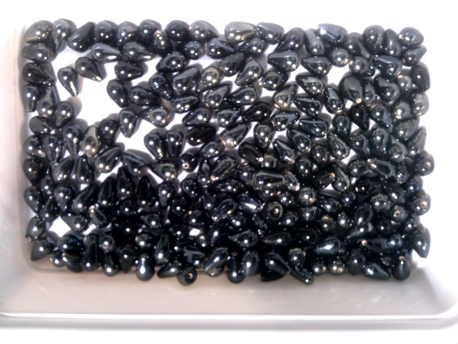 VTG 212 GUNMETAL GRAY HANDMADE GLASS 12mm DROP BEADS #031013g LL