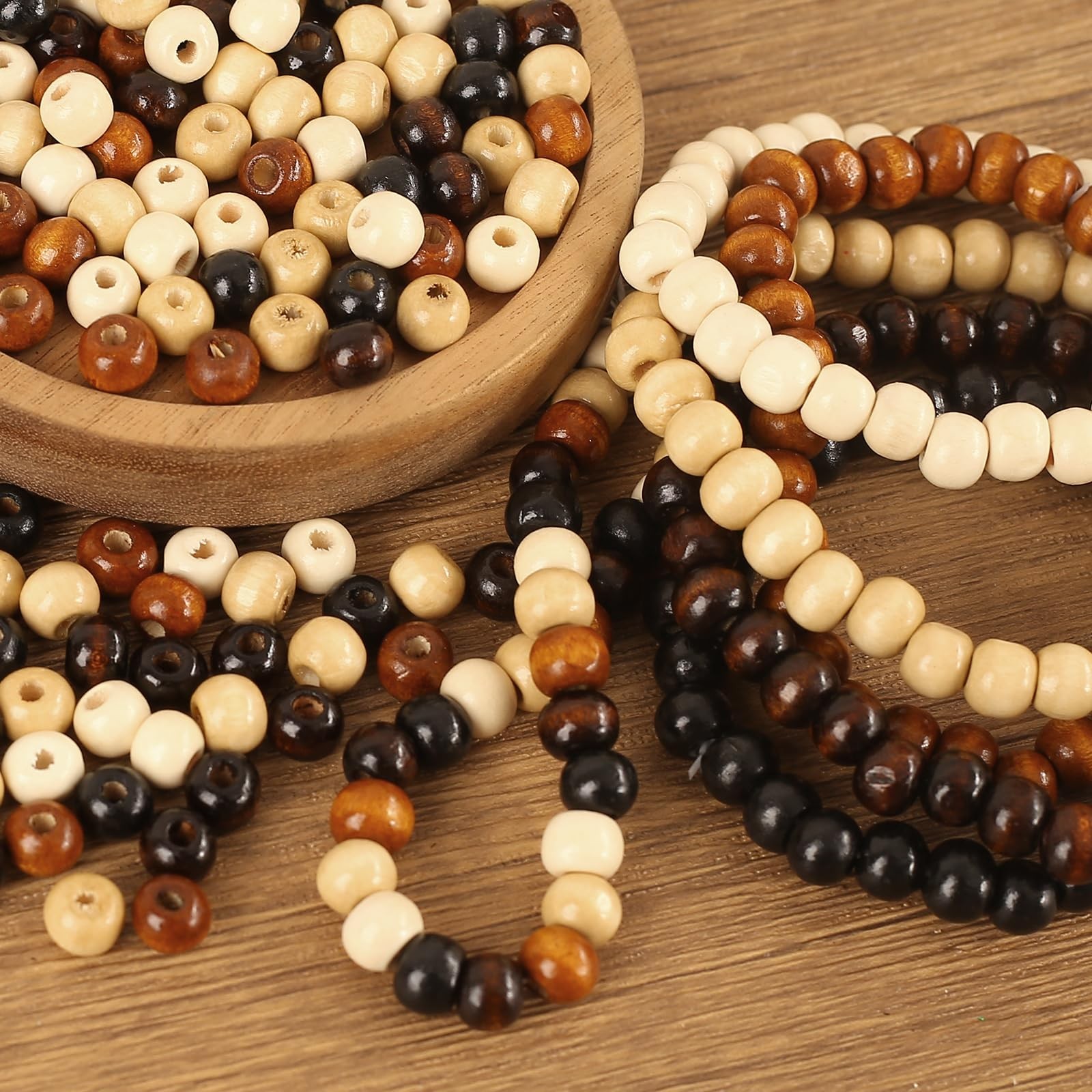 1000Pcs Natural Colors Wooden Beads Vintage Round Natural Brown Wooden Beads …