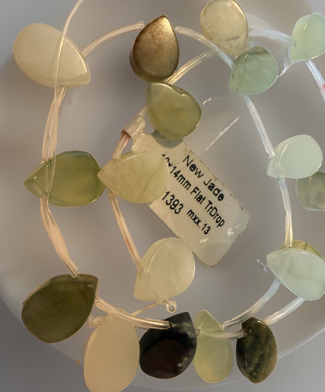 New Jade 10x14mm Flat Teardrop Beads