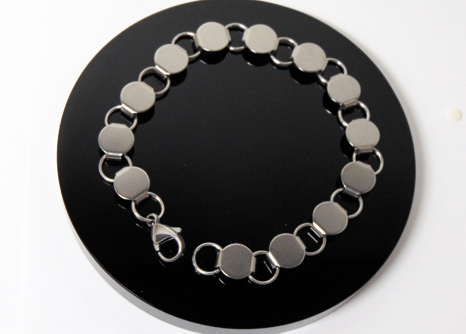 BRACELET BLANKS Forms ~ 13 Round PADS Stainless Steel 8″ Long ~ Disk + Loop