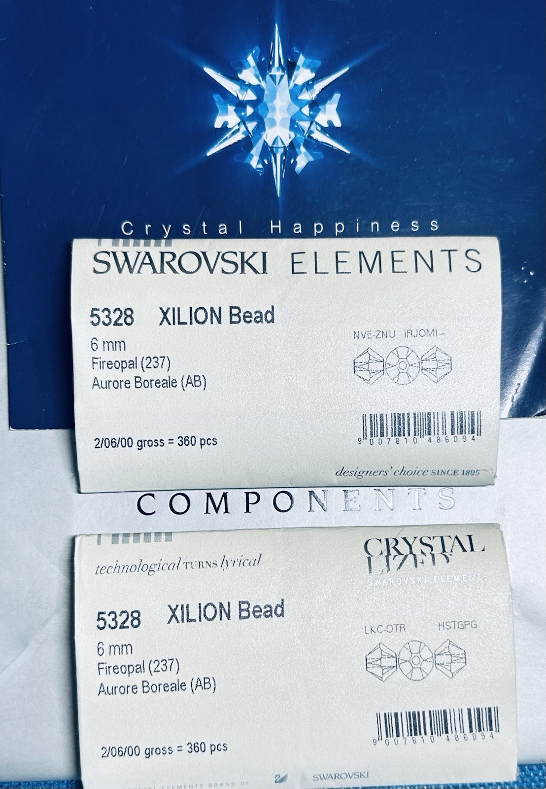 Swarovski 5328 6mm Fireopal AB Sealed Pack Austrian Crystal Rare Crystals