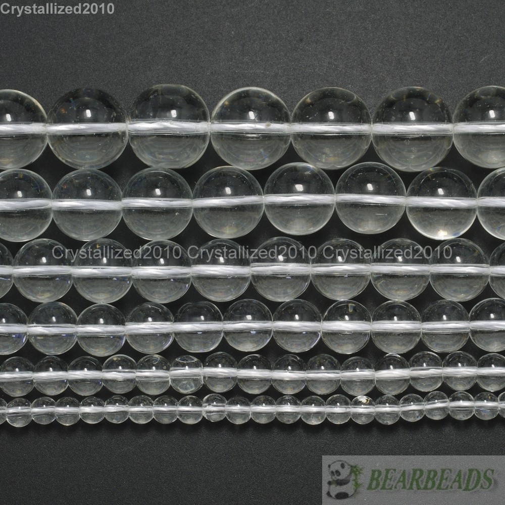 100pcs Clear Glass Crystal Quartz Gemstones Smooth Round Ball Spacer Beads Pick