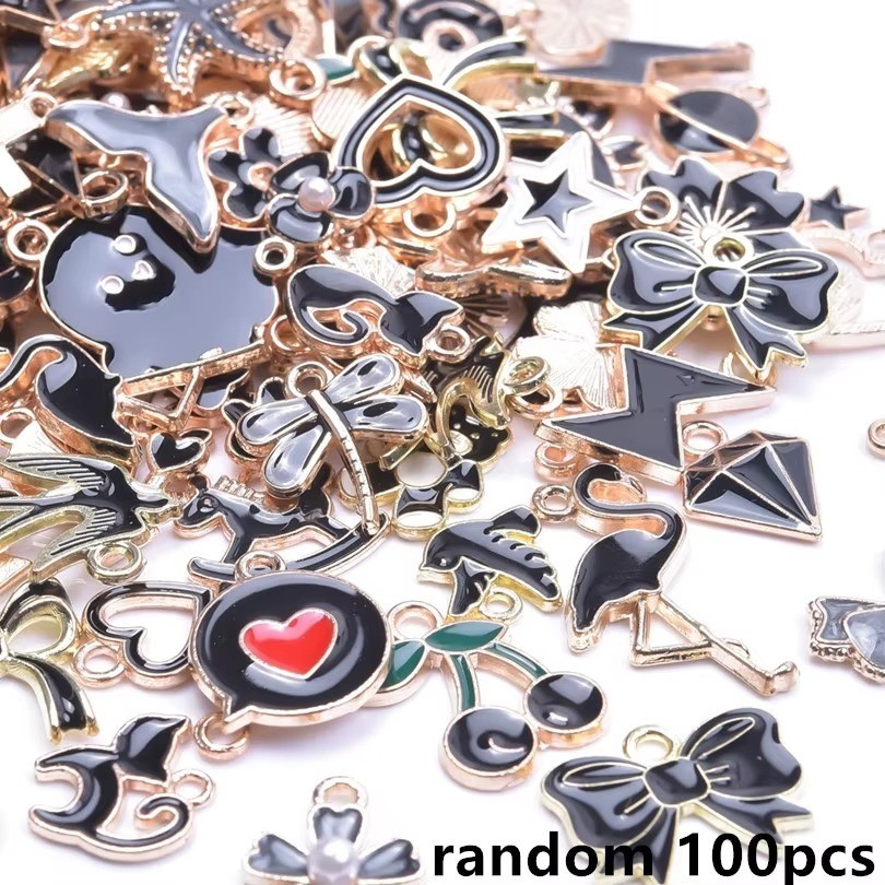 100pcs Random Mix Enamel/Drip Oil Charms For Jewelry Making Bulk Trinkets