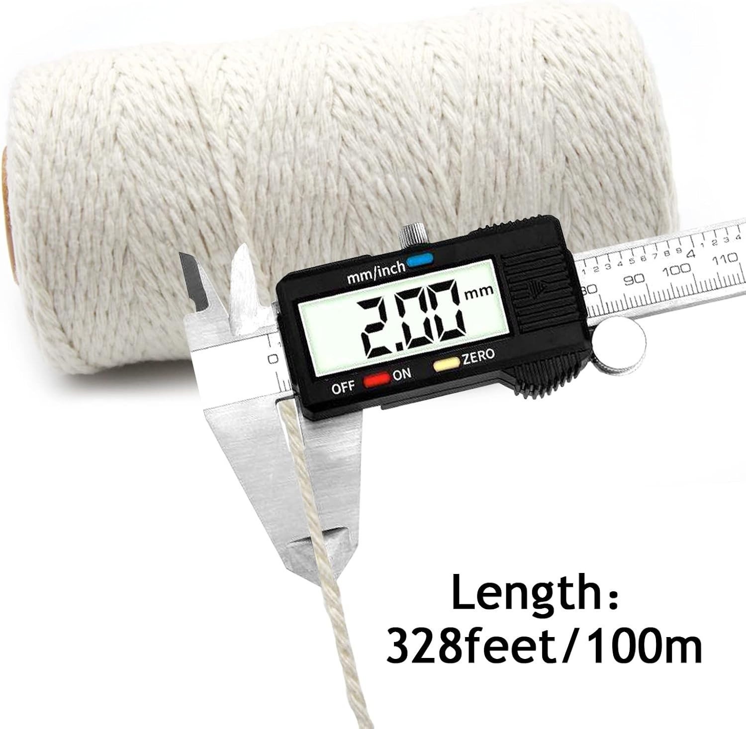Elegant 984 Feet Cotton Twine Pack – 3 Rolls, 2mm, Perfect for All Occasions
