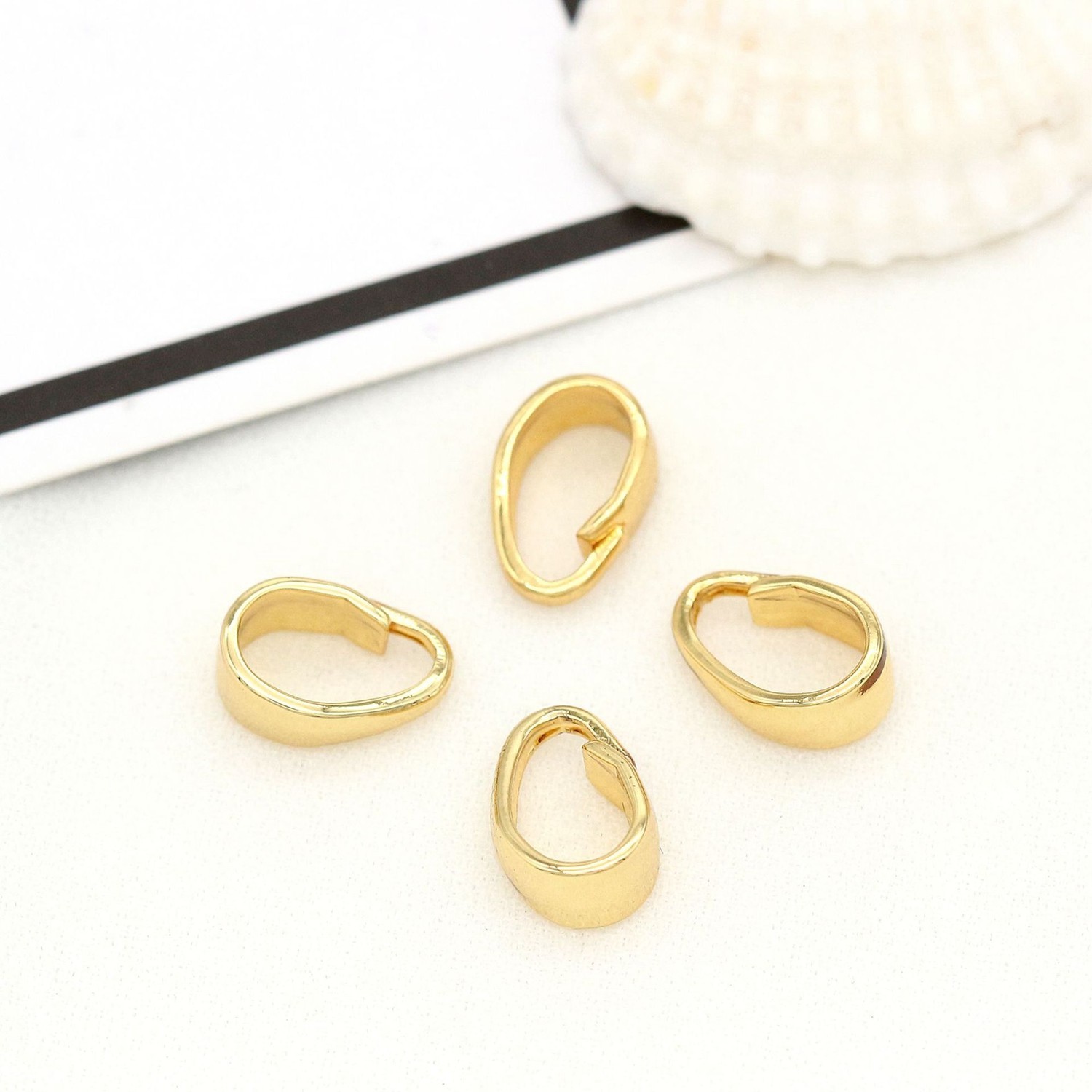9PCS 18K Gold Plated Brass Necklace Bail Charm Pendant Connector GBF13
