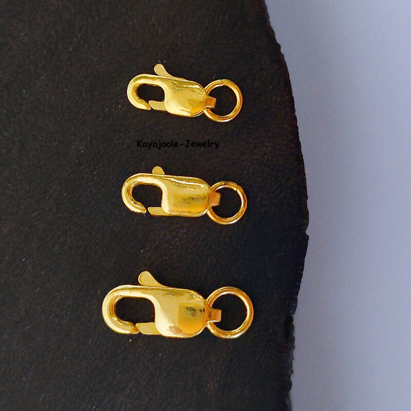Pure 999 24K Yellow Gold Lobster Claw Clasp Extend Connector Diy For Chain