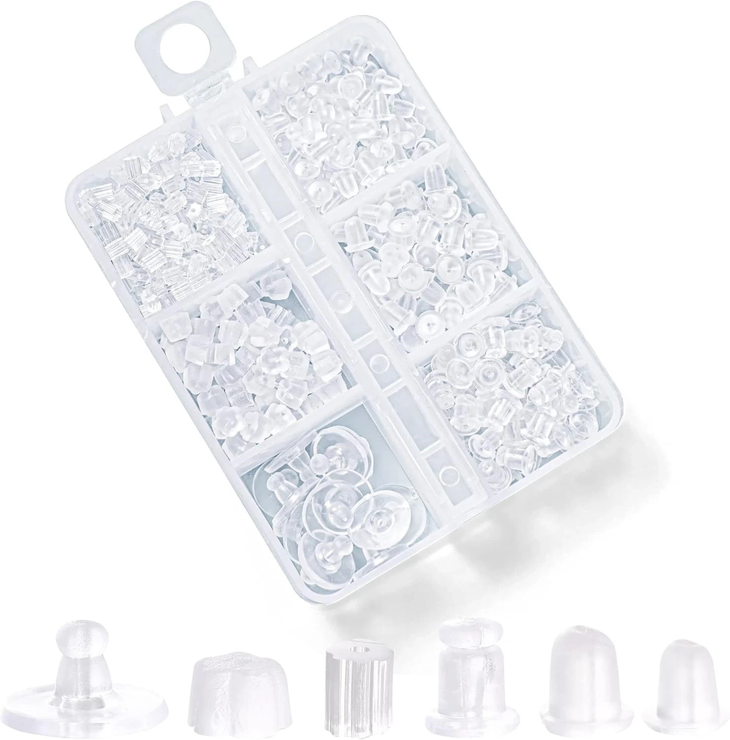6 Styles Silicone Earring Backs for Studs 600 Pcs Clear Soft Earring Backings