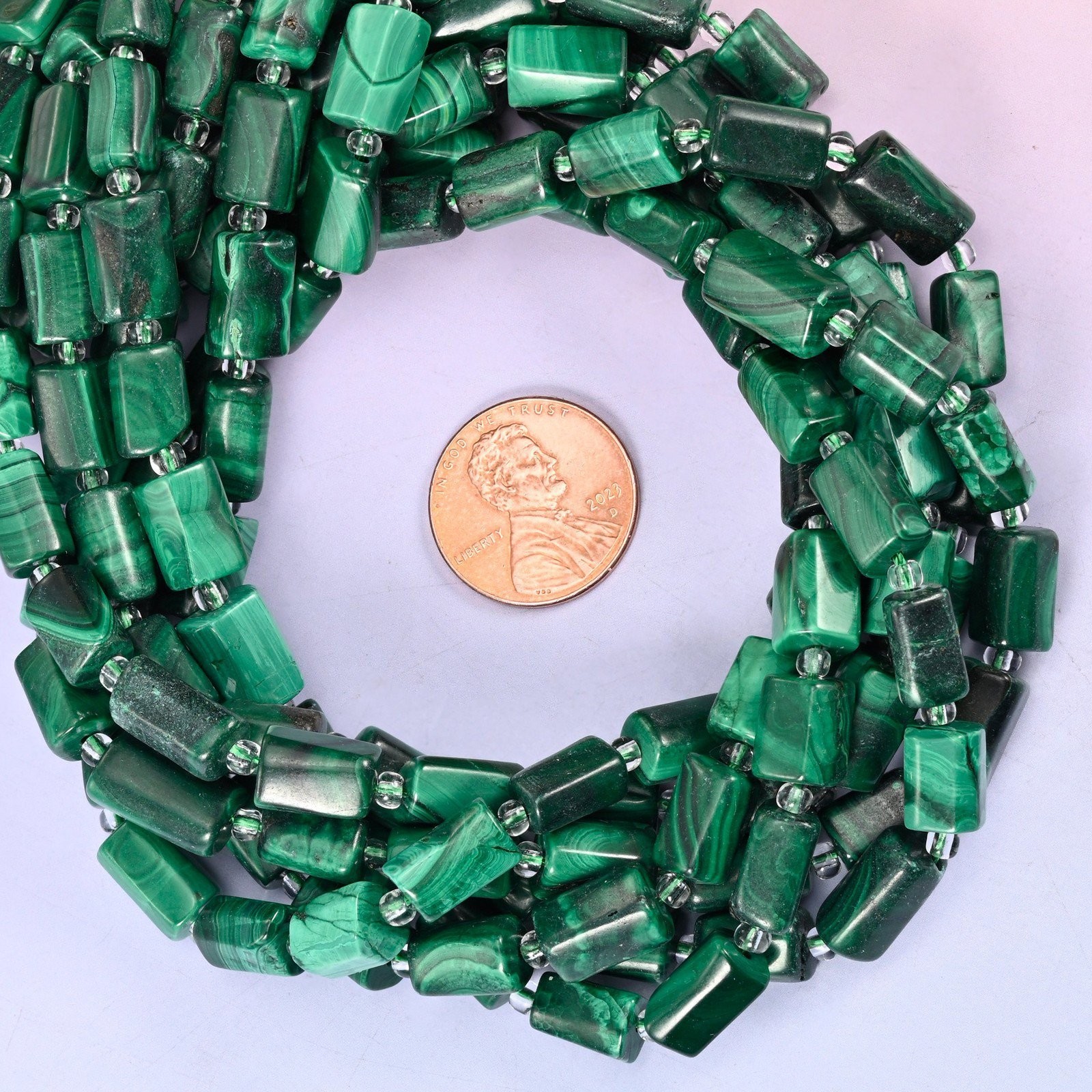 Malachite Faceted Tube Beads Size 9x7mm Jewelry Making 15.5 Inch Strand