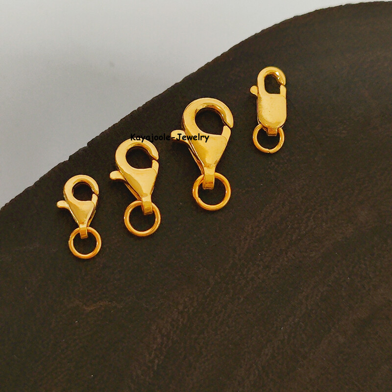 Pure 999 24K Yellow Gold Lobster Claw Clasp Extend Connector Diy For Chain
