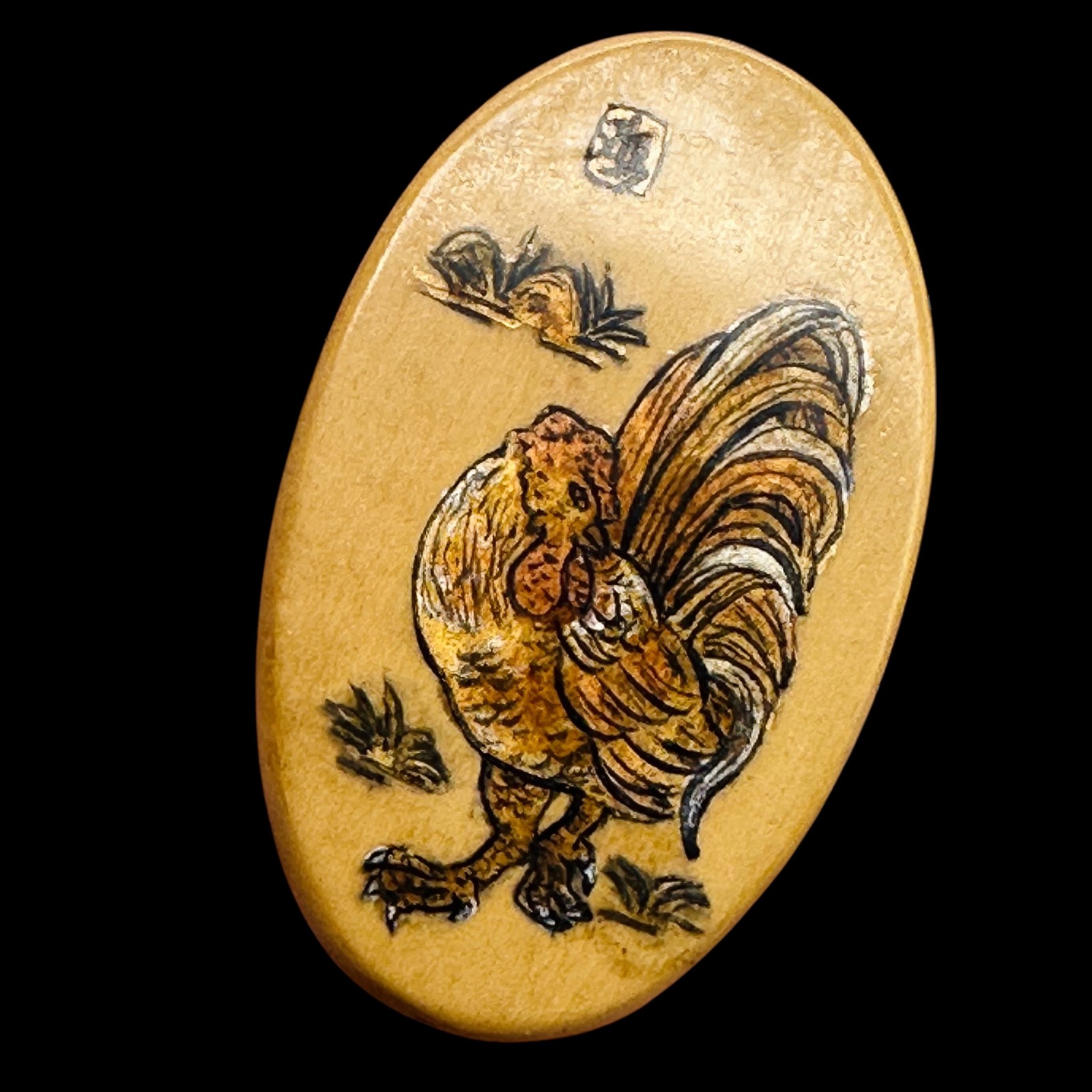 Chinese Year of the Rooster Pendant Bead | 1 Pendant Bead | 2″ Long | Tan, Brown