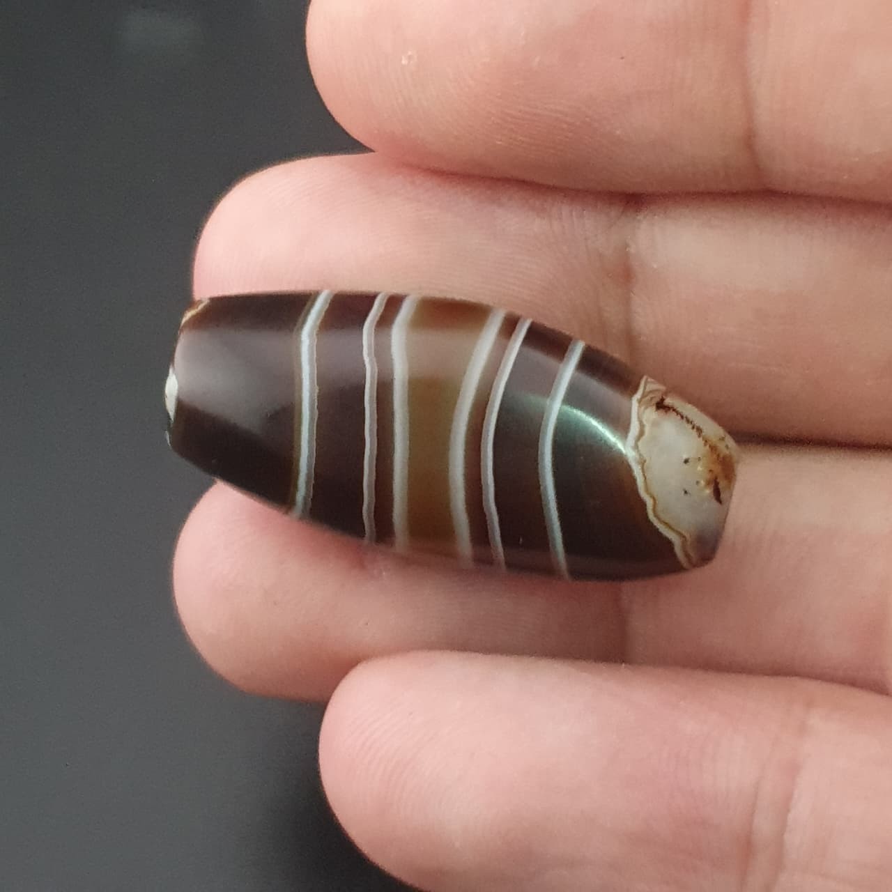 Antique Middle Eastern Natural Eye Agate Bead Amulet 31mm | Protective Talisman