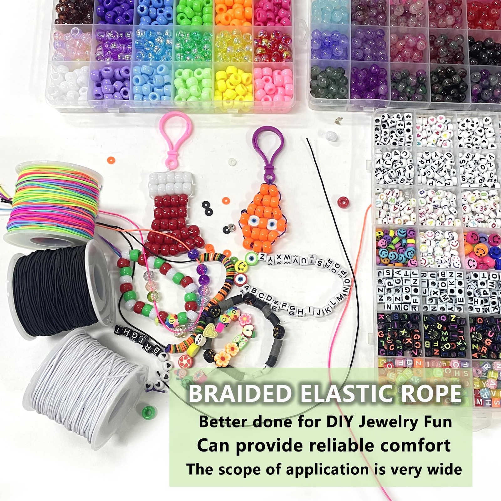 JULIMAIDONG 3 Rolls 1.0 mm 255 Feet 255ft, Black &White &Rainbow
