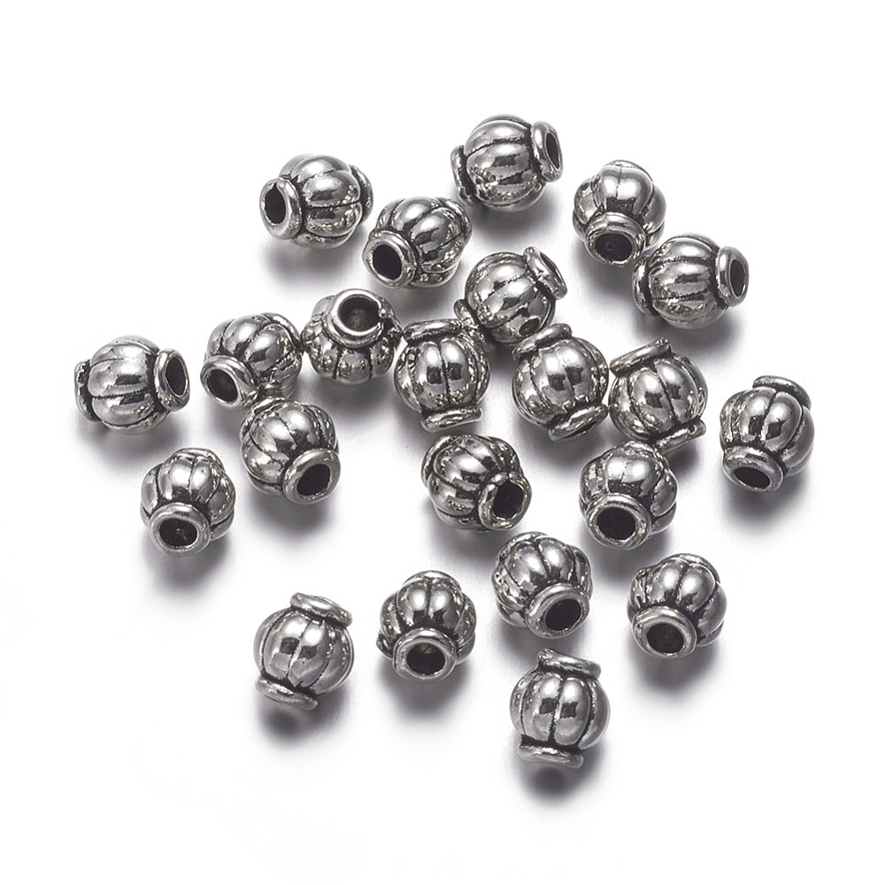 100pcs Tibetan Barrel Spacer Beads Silver 4mm Loose Bead for Bracelets Necklace