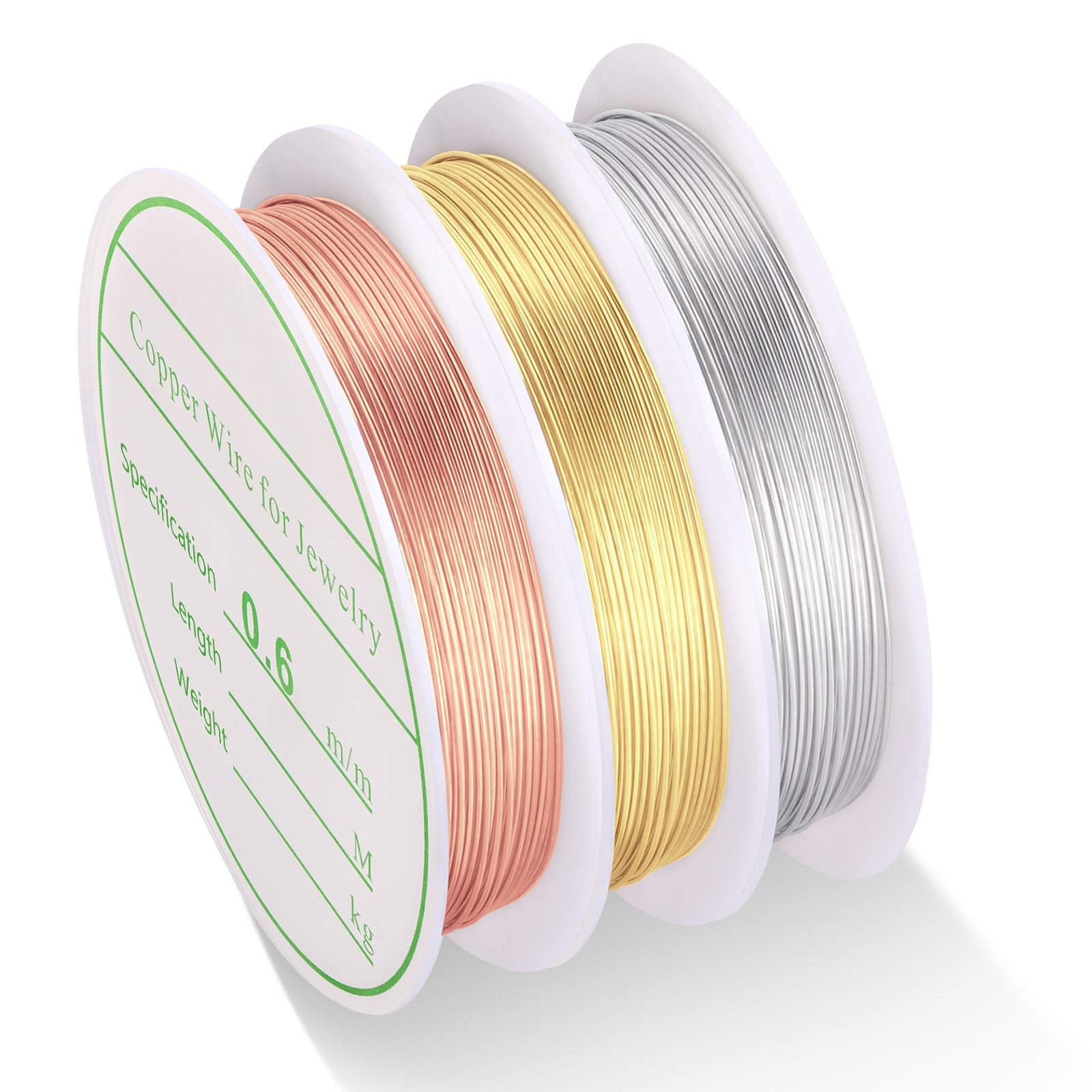 3 Pack Jewelry Wire – 22 Gauge Tarnish Resistant Copper Beading Wire for Jewe…
