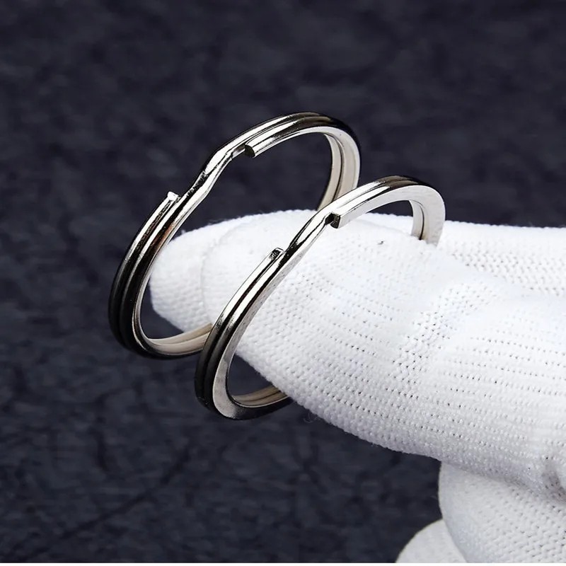 100/50 PCS Stainless Steel Key Rings Split Hoop-30/25/20mm DIY Flat Metal Chains