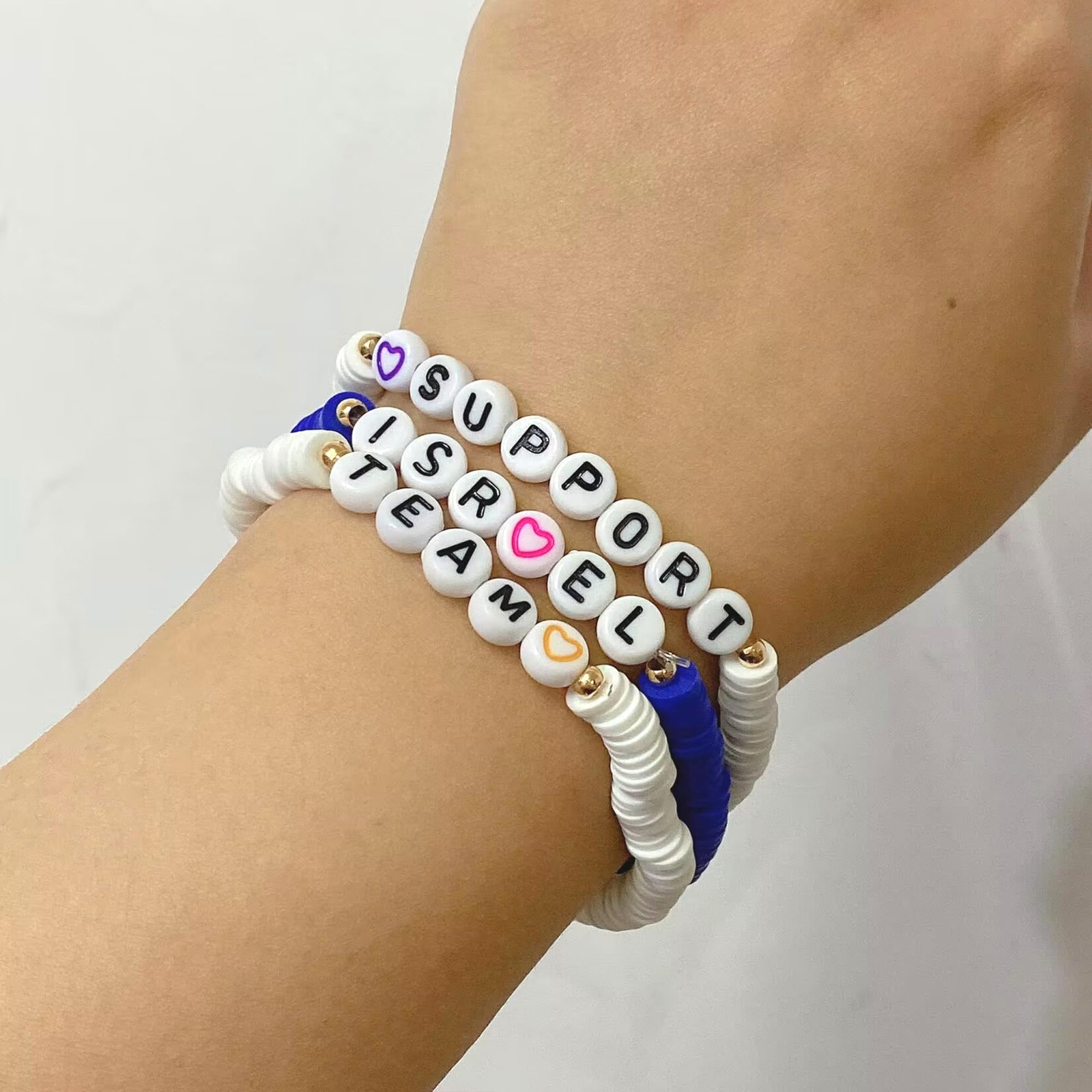 6PCS Israel Bracelet Set Israel Flag Friendship Bracelets Bulk I Stand with Isra