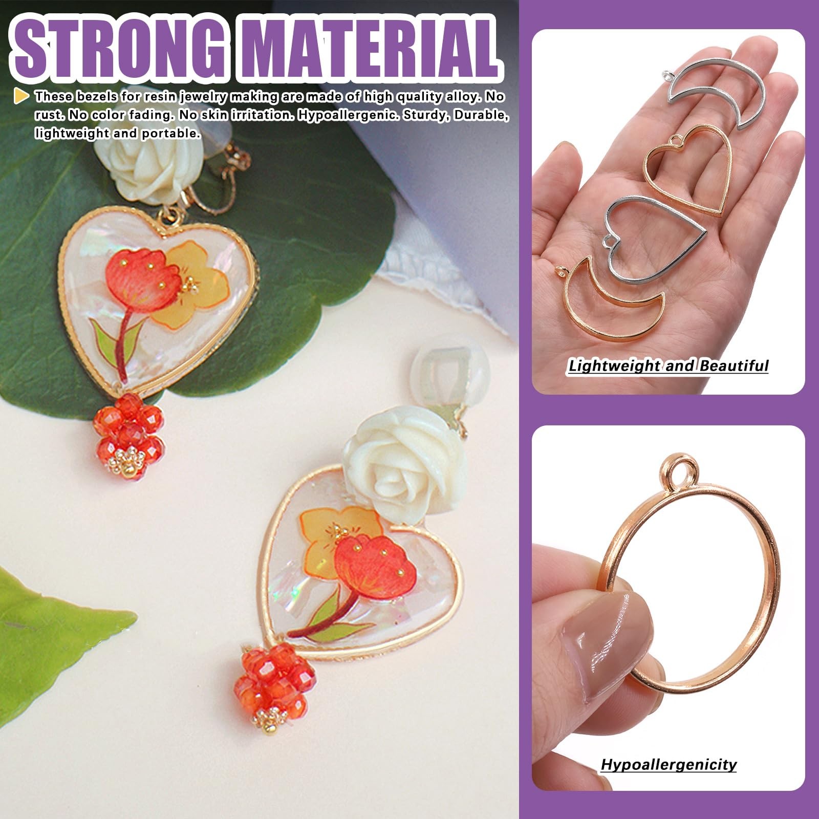 Swpeet 80Pcs 2 Colors 10 Styles Open As the Picture Shown, K Gold; White K