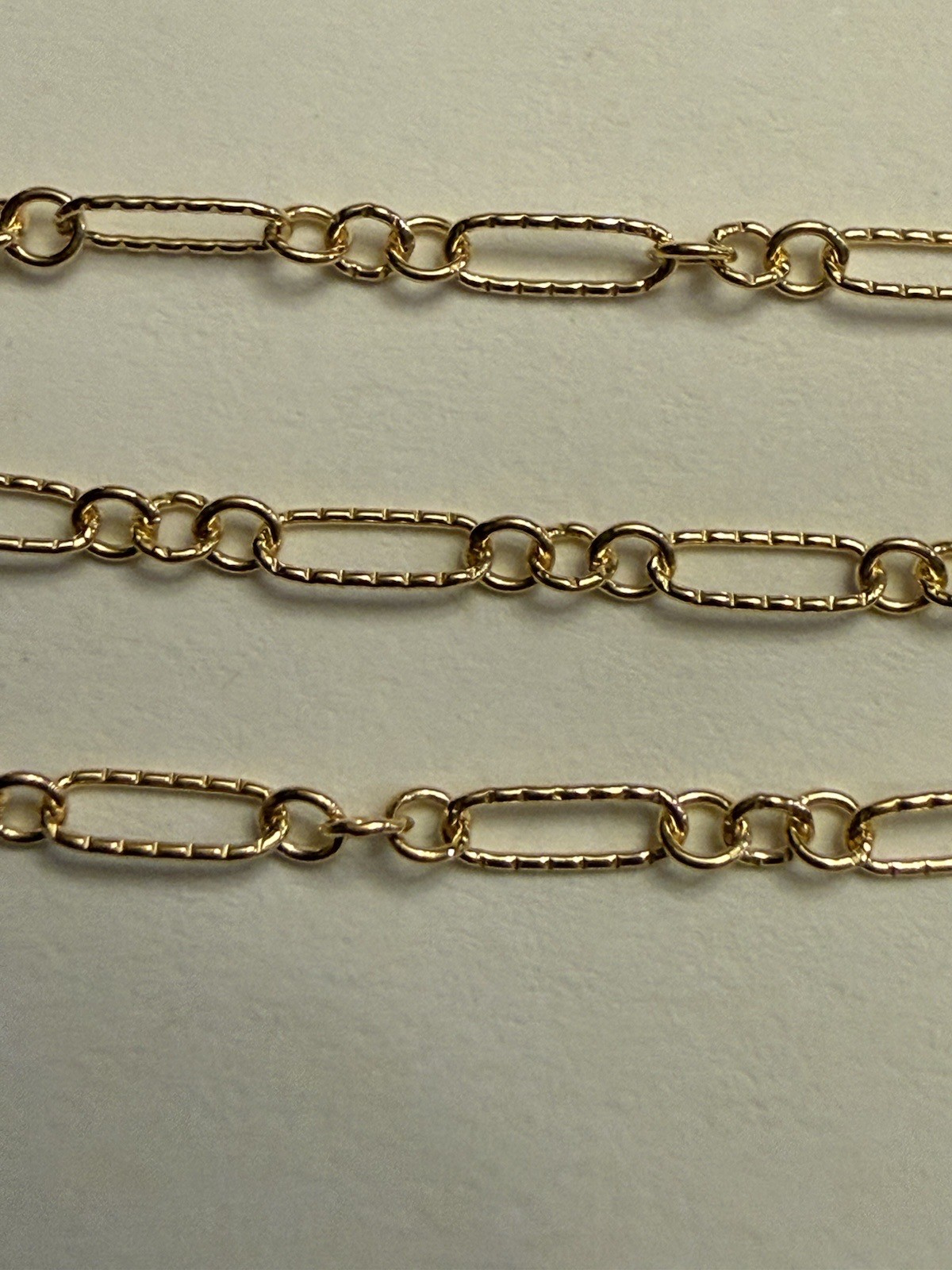 14kt gold filled 5.7x2mm long and short flat corrugated cable chain 5ft Sale