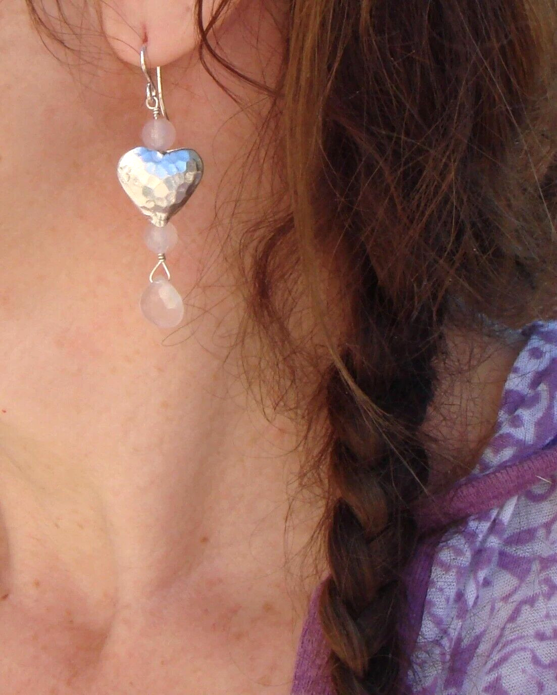20mm Karen Hill Tribe Fine Silver Puffed Hammered Heart Bead – One Bead