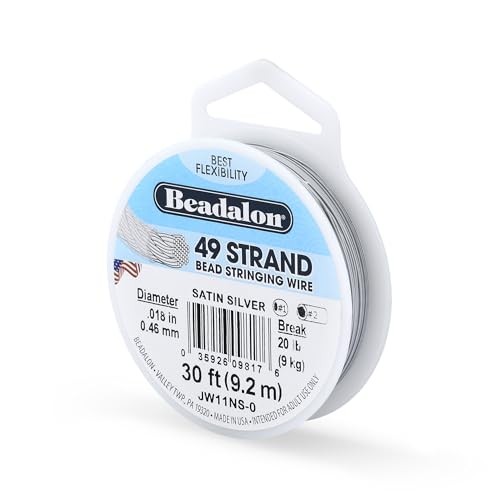 49 Strand Stainless Steel Bead Satin Silver .018 in / 0.46 mm, 30 ft / 9.2 m