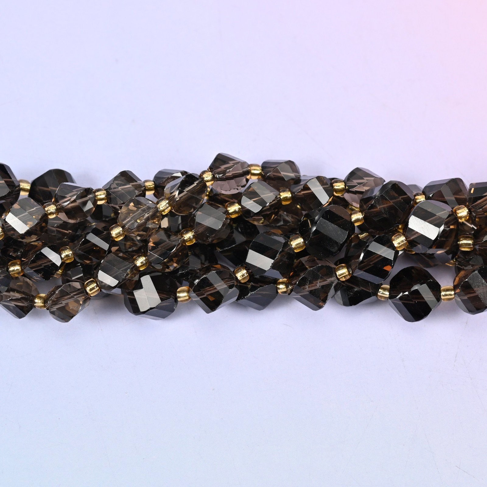 Smoky Quartz Faceted Spiral Twist Beads: Size 8mm 10mm, Jewelry Making
