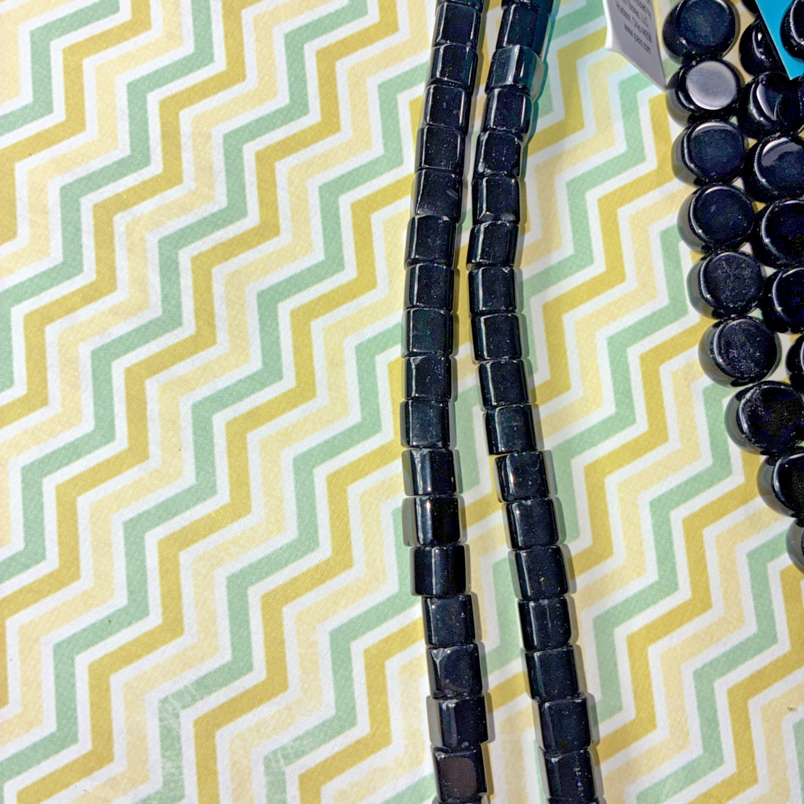 Lot of glossy black glass beads for jewelry making – NEW -8 strands – 56 inches