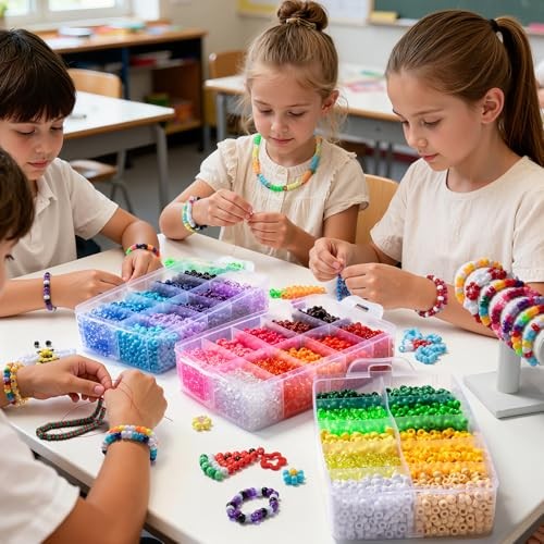8400Pcs Pony Beads, 30 Colors 6x9mm Kandi Beads Bulk for 30colors8000pcs