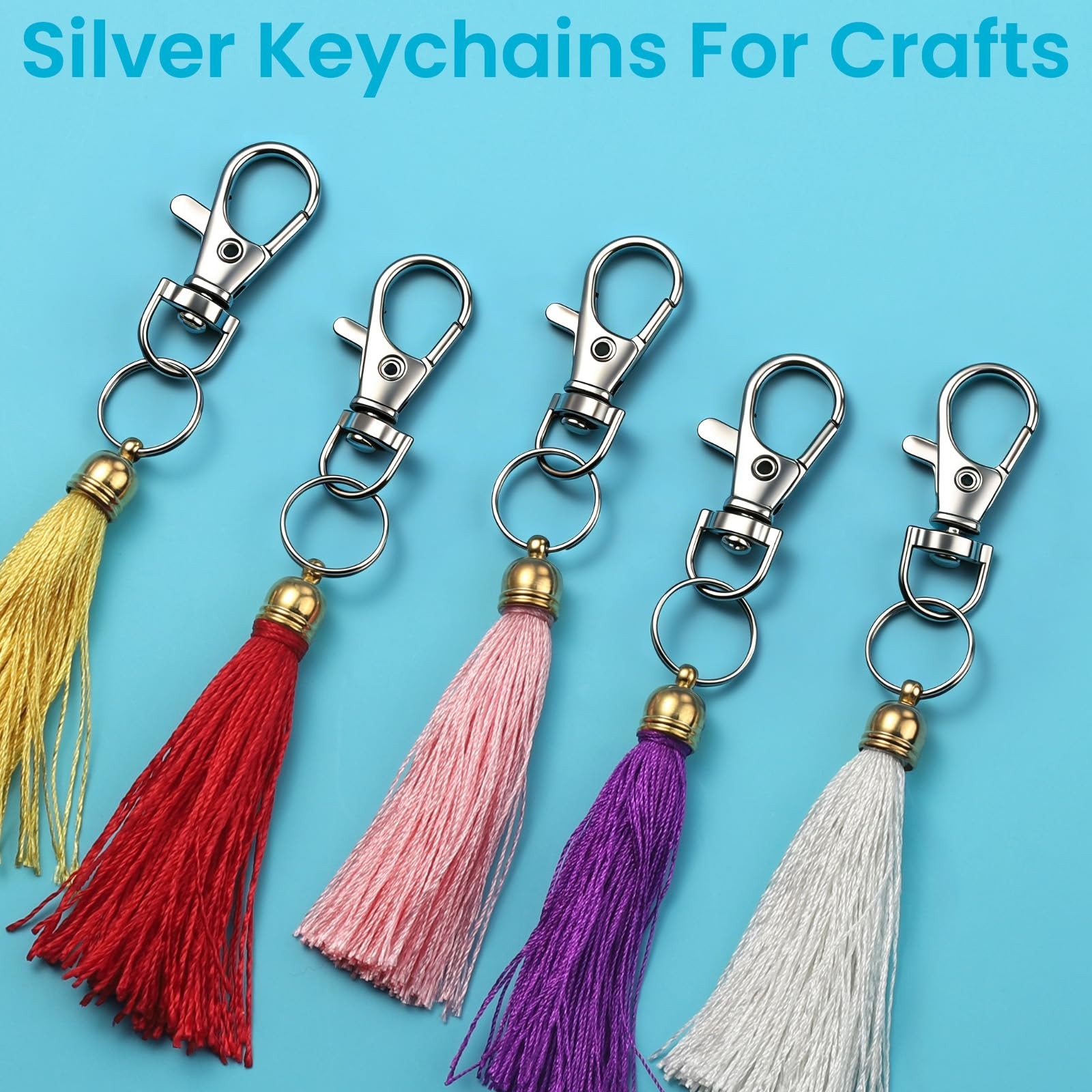 LEOBRO 60PCS Lobster Claw Clasps and Key Rings, Keychain Making Gold & Silver