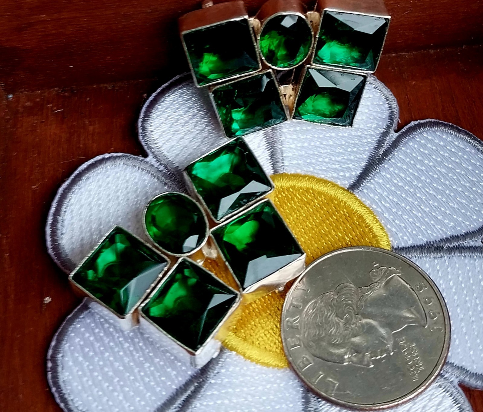Chrome Diopside 925SS Large Connectors 4 Loop, 4 Stone or Use 2 Loops 28x26x8mm