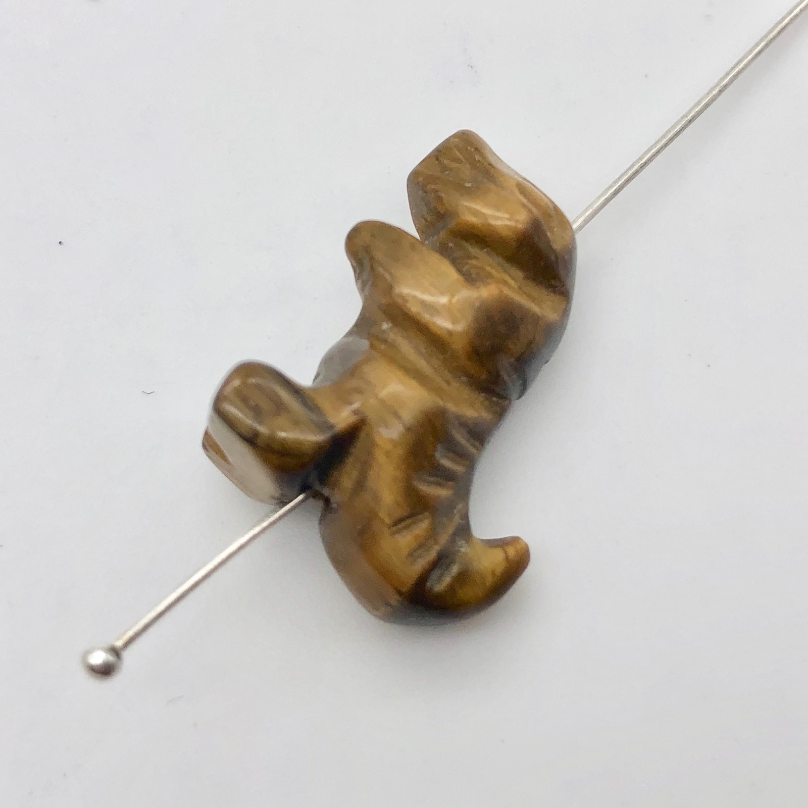 2 Tiger’s Eye Tyrannosaurus Rex Animal Beads | 21x18x7.5mm | Golden