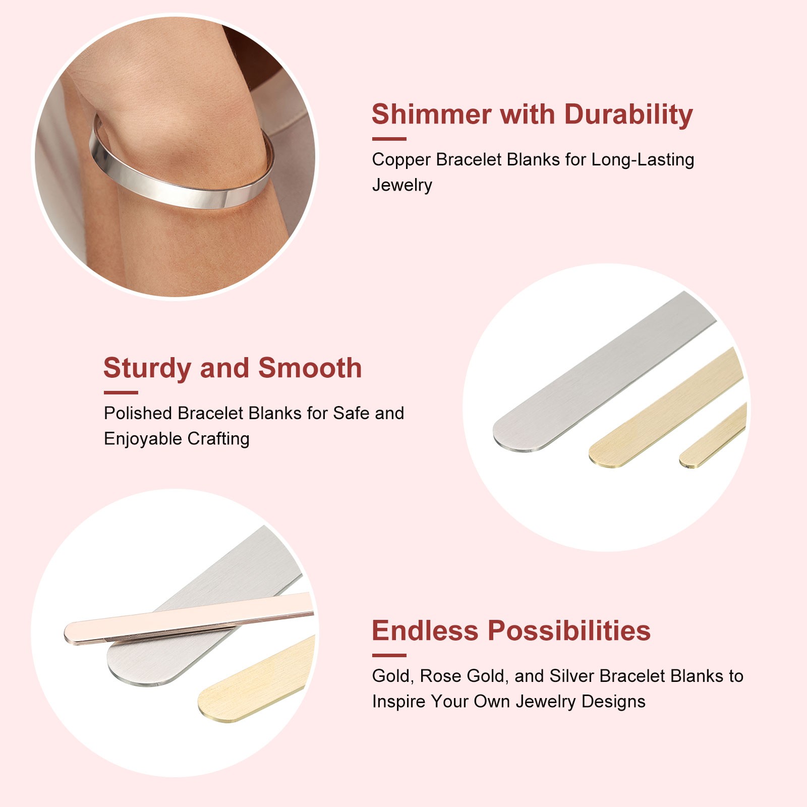 10Pcs Bracelet Blanks, 5/8 x 6″ Stainless Steel Cuff Bangle Blanks(Silver 1mm T)