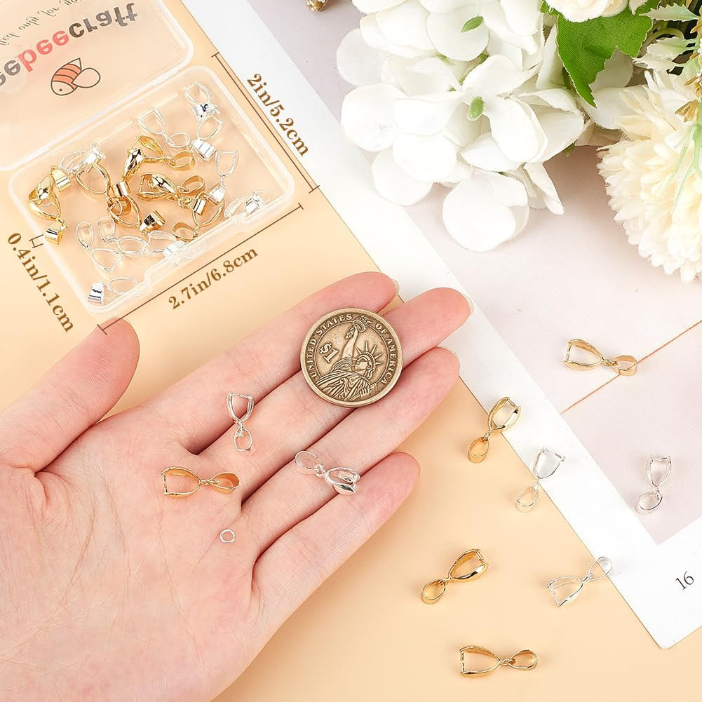 30-Piece 18K Gold Plated Pinch Bails for Jewelry Pendant Making
