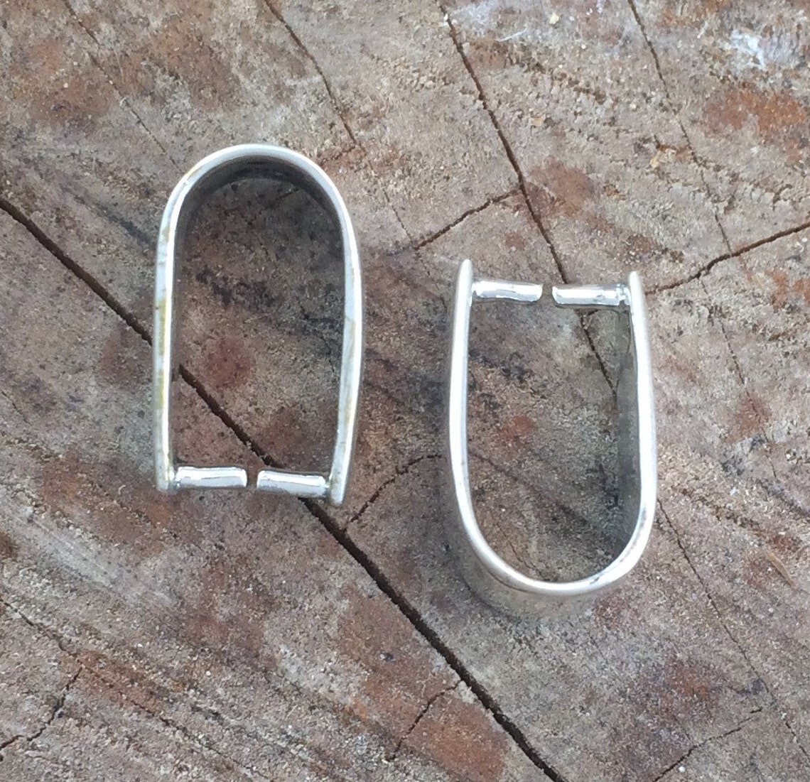 Sterling Silver Pinch Bail 8mm x 14mm .925 Highly Polished Finding