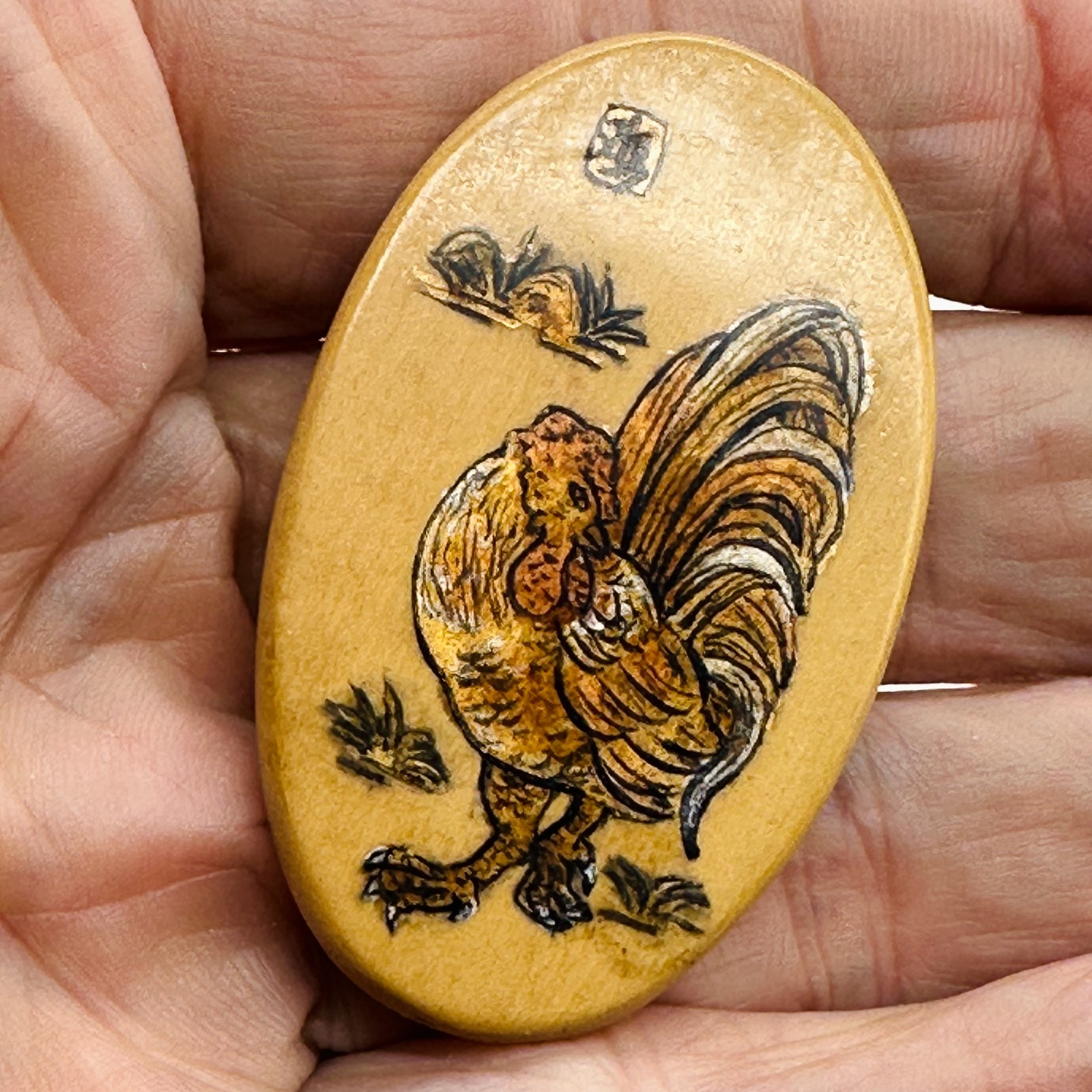 Chinese Year of the Rooster Pendant Bead | 1 Pendant Bead | 2″ Long | Tan, Brown