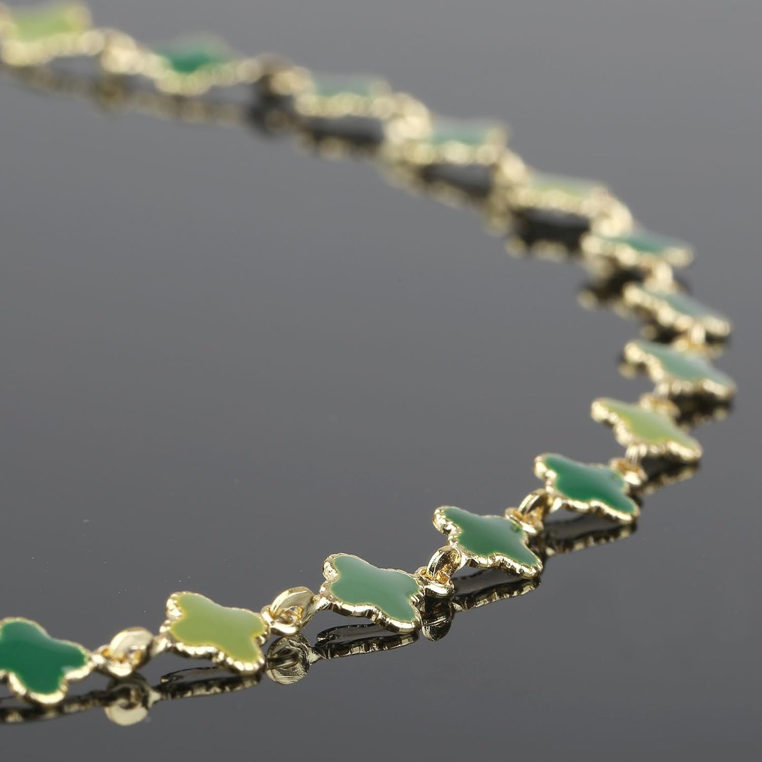 YOUBEIYEE 3 Meters Enamel Chain for Jewelry Making Green Oil Drip Four Leaf Clov