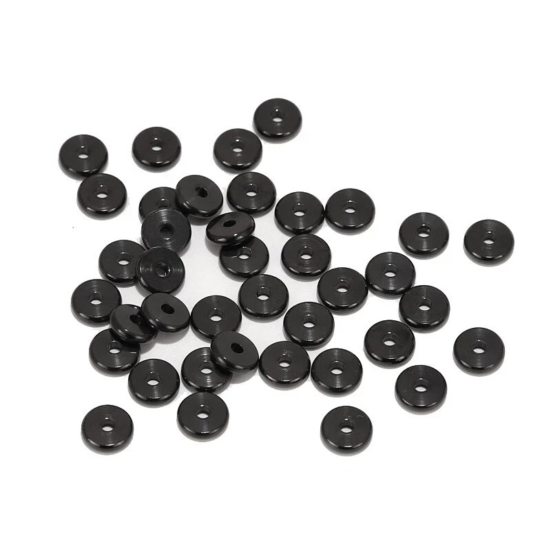 100pcs Stainless Steel Black Flat Round Beads Spacer Beads for Jewelry Making