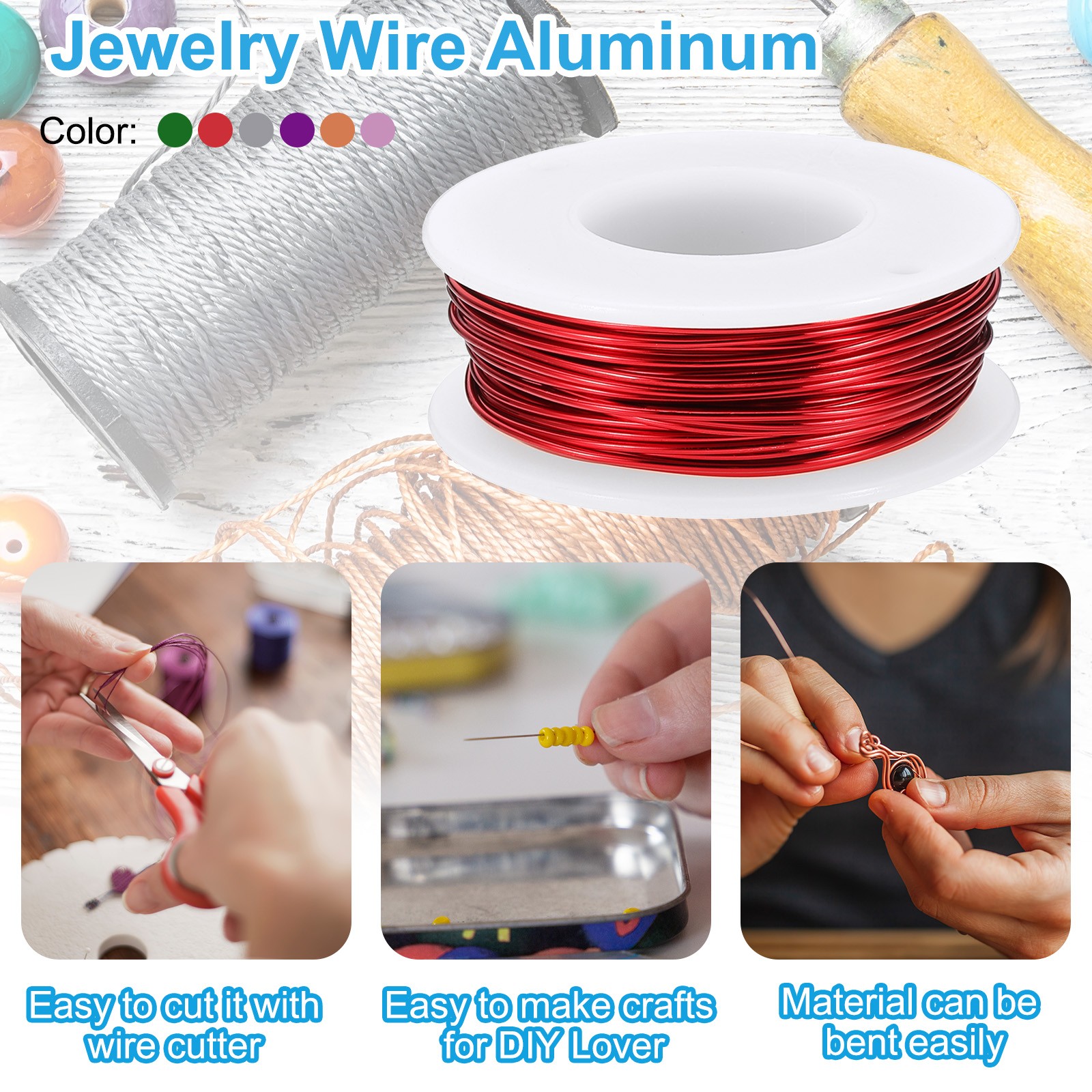 1mm 18G Iron Wire, Green/Pink/Blue/Silver for DIY