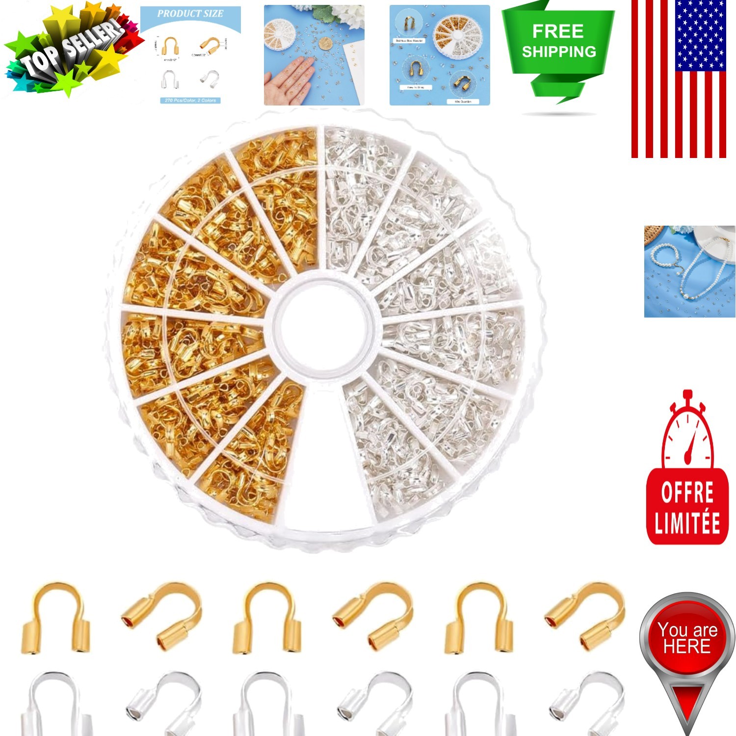 Art Deco Brass Wire Guard – 540pcs U-Shape Cable Protectors for Jewelry Crafting