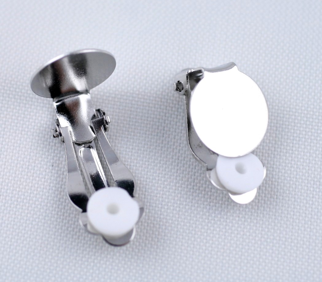 Earring Findings Silver Clip On Button with Rubber Pad