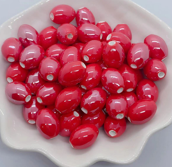 15x11mm Colorful olive oval ceramic loose bead DIY jewelry accessories