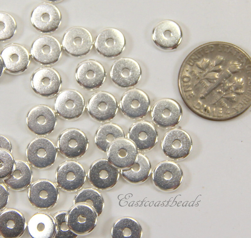 TierraCast 7 mm. Heishi Disk Beads, Fine Silver Plated Lead Free Pewter, 4311