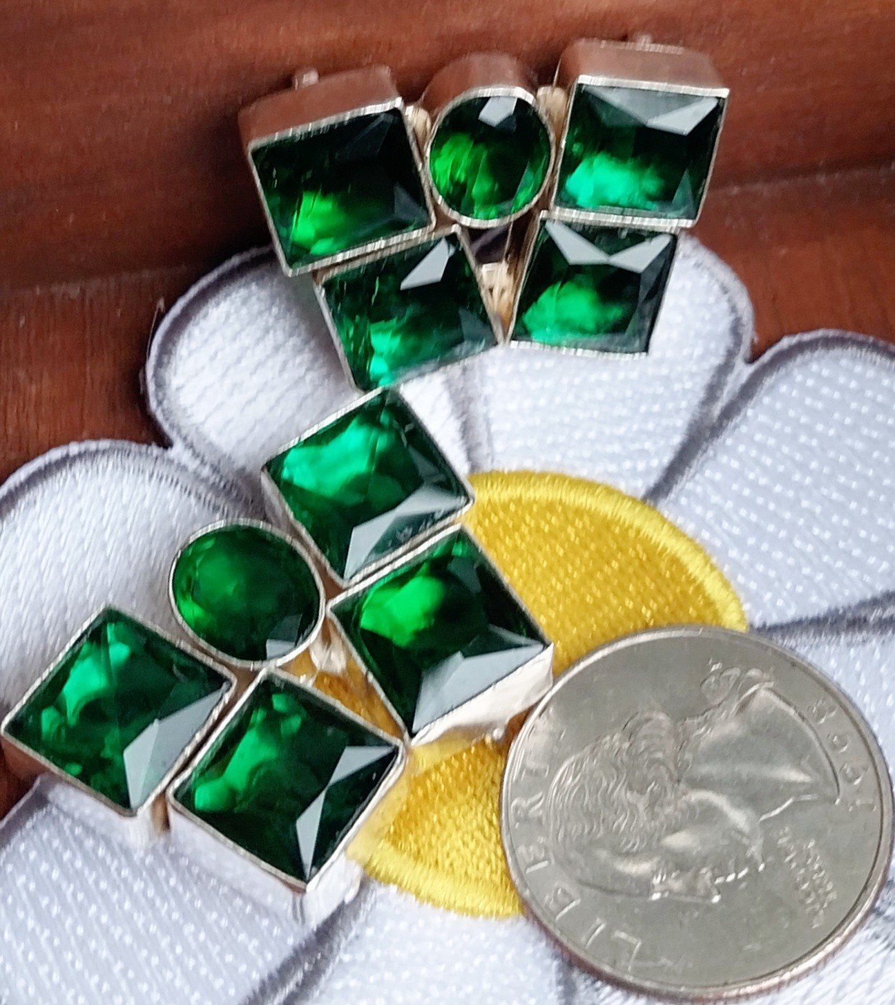 Chrome Diopside 925SS Large Connectors 4 Loop, 4 Stone or Use 2 Loops 28x26x8mm