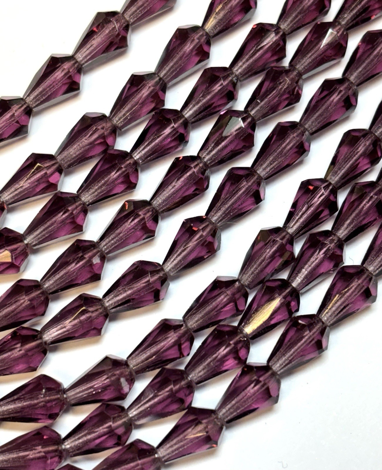 25 Amethyst Purple Czech Glass Faceted Bell Teardrop Beads 10x7mm