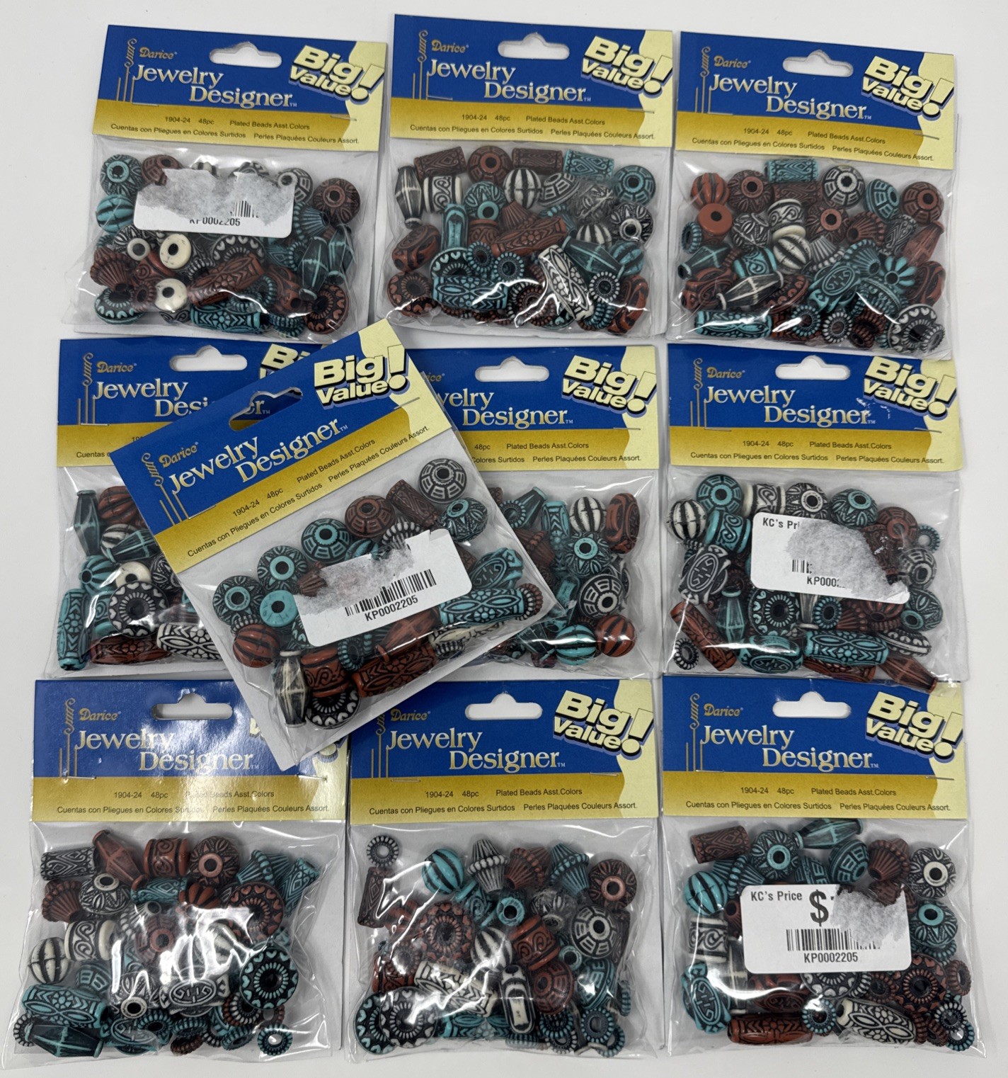 10X Darice Jewelry Designer 1904-24 Big Value Plastic Plated Beads , 480 Total