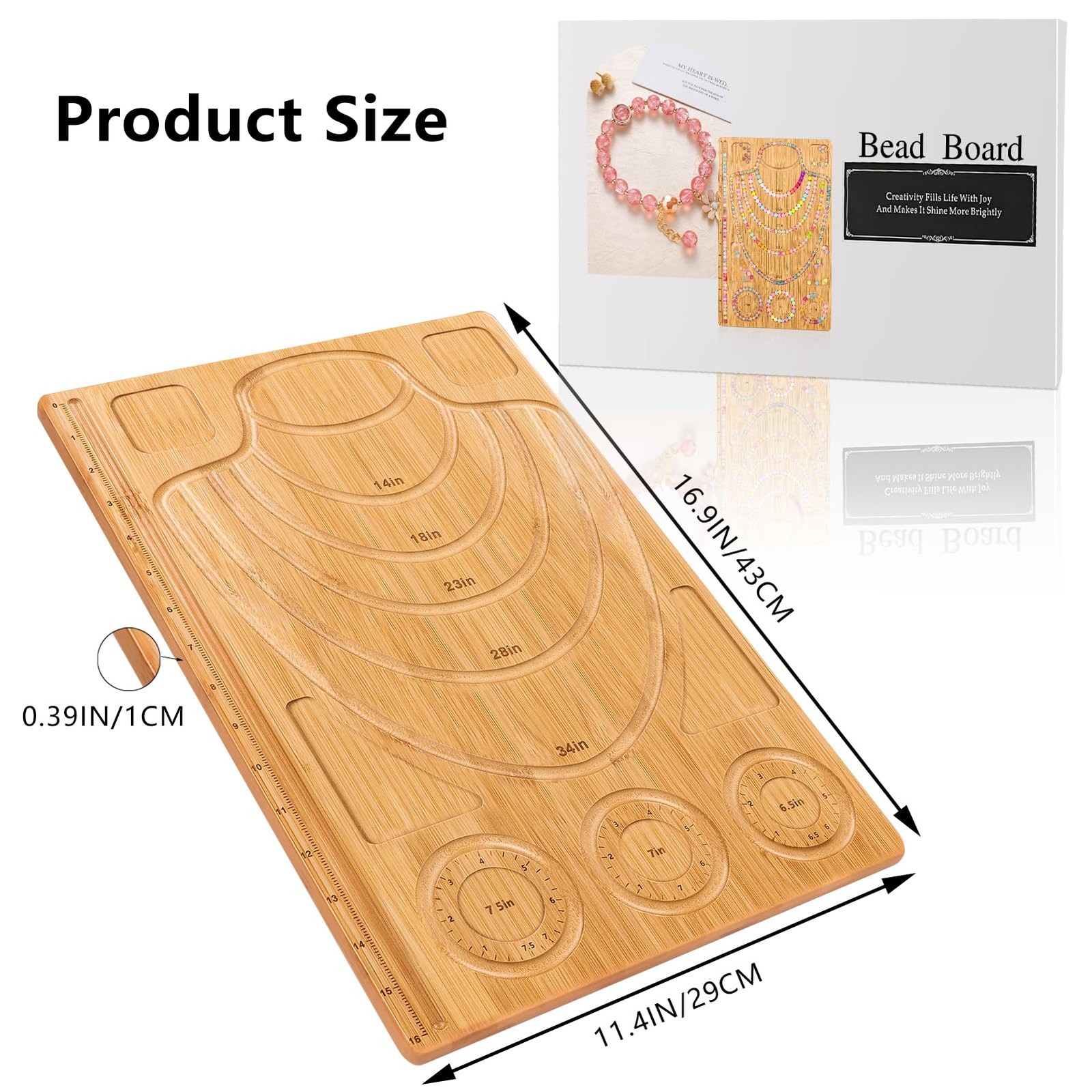 Adrattnay Wooden Bead Boards for Jewelry Making with Box, 16.9 x Large, White