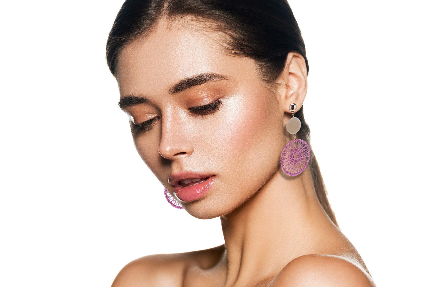 IDB Natural Handcrafted Wood Dream Catcher Mesh Dangle Boho Earrings (Appro – 01